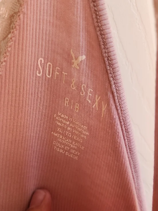 American Eagle Outfitters Blush Pink Lace Trim Tank Top XL - Picture 3 of 5